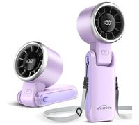WHATOOK Ventilateur Portable Mini Ventilateur: USB Portatif De Bureau,5 Vitesse, Petit Ventilateur de Poche ，Ventilateur à Main Réglable avec Base pour Bureau Extérieur Poche Voyage Pourpre