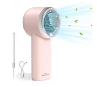 WHATOOK Ventilateur Turbo Portable Puissant : 13500 tr/min Refroidissement Instantané,Recharge USB Rapide 2H,Mini Ventilateur à main Personnel avec 5 Vitesses,Écran HD pour Voyage/Sport/Plage(Rose)