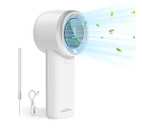 WHATOOK Ventilateur Turbo Portable Puissant : 13500 tr/min Refroidissement Instantané,Recharge USB Rapide 2H,Mini Ventilateur à main Personnel avec 5 Vitesses,Écran HD pour Voyage/Sport/Plage(Blanc)