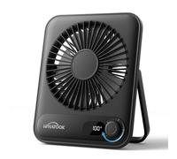 WHATOOK Ventilateur USB silencieux : régulateur en continu 1 à 100, batterie 2000 mAh avec affichage LED, mini ventilateur portable pour table, bureau, maison, chambre à coucher (noir)