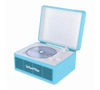 WhatPlus Lecteur CD Portable avec Bluetooth 5.2, Batterie Rechargeable et Haut-parleurs Intégrés - Design de Valise Hi-Fi Rétro pour Décoration de la Maison, Support AUX/Carte TF - Cadeau Idéal (Bleu