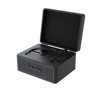 WhatPlus Lecteur CD portable avec Bluetooth 5.2, batterie rechargeable et haut-parleurs intégrés - Design rétro de valise Hi-Fi pour décoration de la maison, support AUX/carte TF - Cadeau idéal (Noir)