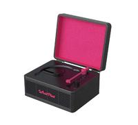 WhatPlus Lecteur CD portable avec Bluetooth 5.2, batterie rechargeable et haut-parleurs intégrés - Design rétro de valise Hi-Fi pour décoration de maison, support AUX/carte TF - Cadeau idéal (Noir