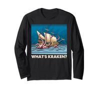 What's Kraken Sea Monster Pieuvre Bateau Pirate Jeu de Mots Nautique Manche Longue