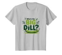 What's The Big Dill Funny Pickle Pun Foodie Humour T-Shirt, Enfant, Argent, 8 Ans