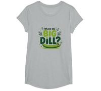 What's The Big Dill Funny Pickle Pun Foodie Humour T-Shirt, Fille, Gris Chiné, M