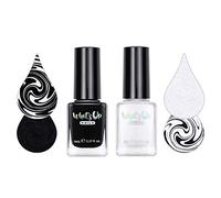 Whats Up Nails - 2 Essential Stamping Polishes (White, Black) Creme Lacquer for Stamped Nail Art Design 7 Free Cruelty Free Vegan