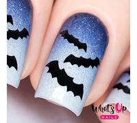Whats Up Nails - Bats Vinyl Stencils for Halloween Nail Art Design (1 Sheet, 20 Stencils)