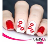 Whats Up Nails - Kisses Nail Stencils Stickers Vinyls for Nail Art Design (2 Sheets, 40 Stencils Total)