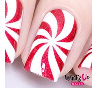 Whats Up Nails - Peppermint Candy Vinyl Stencils for Christmas Nail Art Design (1 Sheet, 12 Stencils)