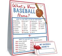 What's Your Baseball Name Game, 1 panneau de jeu et 30 autocollants nominatifs, jeux de fête d'équipe de baseball, jeu d'anniversaire pour enfants et adultes, fournitures de décoration d'activités de