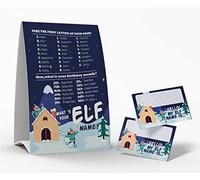 What's Your Elf Name Game, 1 panneau sur le thème des elfes et 50 étiquettes autocollantes, jeux de fête de Noël, jeu d'anniversaire pour enfants et adultes, jeu d'activités pour bureau ou classe |