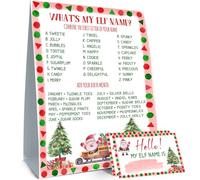 What's Your ELF Name Game, avec 1 panneau sur le thème de l'ELF et 30 autocollants nominatifs, jeu de fête de Noël, activités de fête d'anniversaire pour adultes et enfants, jeu d'activités pour