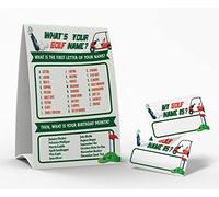 What's Your Golf Name Game, 1 panneau sur le thème du golf et 50 étiquettes autocollantes, cartes de jeu pour fête prénatale, jeu d'anniversaire pour enfants et adultes, jeu d'activités pour bureau ou