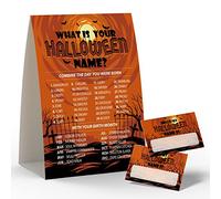 What's Your Halloween Name Game, Halloween Party Games, 50 étiquettes autocollantes et un panneau, jeux de fête d'anniversaire, jeux de fête prénatale - G041