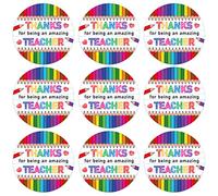 WhatSign Lot de 36 étiquettes autocollantes « Thank You Teacher » de 3,8 cm pour enseignant, étiquettes cadeaux, étiquettes cadeaux de remerciement pour enseignants, cartes d'enveloppe, boîtes cadeaux, décorations de fête