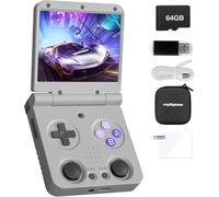 Whatsko Miyoo-Flip Console de Jeu Portable,MiyooFlip V2 Console Rétro 3.5 inch IPS Screen Linux System,Support HDMI TV Output 5G WiFi Bluetooth 4.2 Built-in 64G TF Card(Noir)
