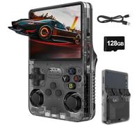 Whatsko R36S Console de jeux portable rétro 128 Go, Système RK3326 Arkos, plus de 40 000 jeux, écran 3,5 pouces, console de jeux portable pour adolescents (Noir)