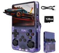 Whatsko R36S Console de jeux portable rétro 128 Go, Système RK3326 Arkos, plus de 40 000 jeux, écran 3,5 pouces, console de jeux portable pour adolescents (Violet)