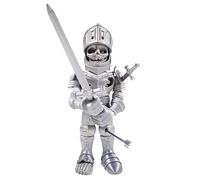 Whattiho Chevalier Squelette Imprimé en 3D, Articulé et Flexible avec Accessoires Amovibles, Figurine Jouet Fantaisie, Décoration d'Halloween (Argent)
