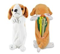 whatUneed Sac de Stylo de Crayon de Forme de Chien 3D, Cadeaux Mignons Doux de Jouet de Peluche pour des Enfants (Labrador)