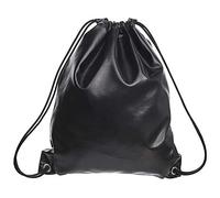 whatUneed Sacs à Cordon pour Homme Femme, Sac à Dos en Cuir Sac à Dos Sac à Dos Sac à Dos Sac à Dos Gymsack de Sport de Voyage en Plein air pour Adultes (Noir Lisse)
