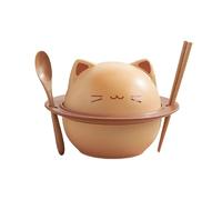 Whbbbj Bols à nouilles chat kawaii avec cuillère et baguettes, ensemble de bols à ramen japonais, bol à salade fantaisie en céramique avec couvercle, for femmes, filles, enfants