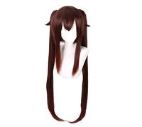 WHBHD 2021 Jeu Genshin Impact Hu Tao Cosplay Perruque Anime Gradient Brown Gradient Ponails Résistant à la Chaleur Perruque Synthétique Perruque Perruque