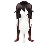 WHBHD 2021 Jeu Genshin Impact Hutao Anime Cosplay Cosplay Hair Perruques synthétiques résistantes à la Chaleur Halloween 11 0cm Twin Twin Pigtails