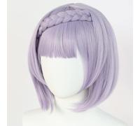 WHBHD 2022 Anime Game Cosplay Perruque de Cosplay for Genshin Impact Noelle, Femmes Purple Court Bob Bob Modeling Modeling Dress Up Perruque, Cheveux synthétiques résistants à la Chaleur + Perruque