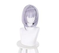 WHBHD 2022 Genshin Impact Noelle Cosplay 35cm Perruque de Braid Court Silver Perruque Violet Cosplay Anime Perruques résistantes à la Chaleur Synthétique Halloween Perruques