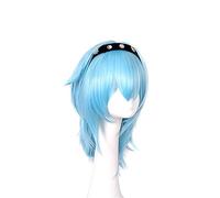 WHBHD 2022 Jeu Genshin Impact Rôle Cosplay Perruque Cosplay Wig Femmes 55cm Bleu Résistant à la Chaleur Synthétique Hair Halloween Rôle Play Party Cos Props