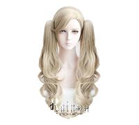 WHBHD 2022 P5 Persona 5 Anne Takamaki Long Linge Curly Cos Cheveux avec 2 Clips sur des queues de Cheval Perruque de Costume de Cosplay résistant à la Chaleur