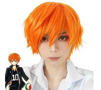 WHBHD 20cm Anime Haikyuu Karasuno High School Volleyball Club Cosplay Perruques Shoyo Hinata Jouer à Orange Color Hair Halloween 1: 1 Perruques