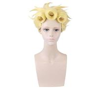 WHBHD 50cm Anime JoJo 's Bizarre Aventure Giorno Giovanna Cosplay Perruques Jouant Clair Jaune Halloween 1: 1 Perruques