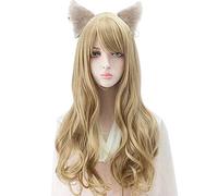 WHBHD Ahri kda Perruque MDR Cosplay Perruque Femme Blonde Cheveux bouclés Anime Perruques résistantes à la Chaleur Perruques synthétiques Halloween Cosplay fête Cosplay Fantaisie Cheveux