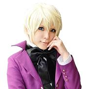 WHBHD Alois Trancy Cosplay Black Butler Cosplay Courtes Blond Cheveux Perruques Cosplay Anime Cosplay Perruques synthétiques résistantes à la Chaleur