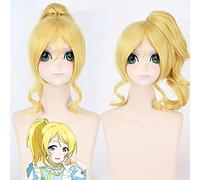 WHBHD Amour Live Ayase eli Cosplay Perruque Blonde Blonde poneytail LoveLive Cosplay Accessoires doré