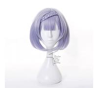 WHBHD Anime Coser Wig Noelle Cosplay Perruque Jeu Genshin Impact Cosplay Court Purple Bobo Tresse Coiffure Genshin Impact Noyle Halloween Cosplay Perruques