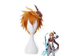 WHBHD Anime Genshin Impact Tartaglia Cosplay Perruque 30cm Short Noël Marron Cosplay Résistant à la Chaleur Synthétique Halloween Cheveux