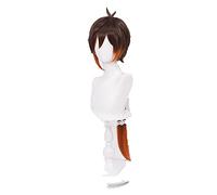 WHBHD Anime Genshin Impact Zhongli Cosplay Perruque 90cm Long Long Terre Dégatail Dégataient Brown Heat Résistant Hair + Perruque Cap