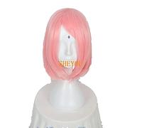 WHBHD Anime Haruno Sakura Courts Cheveux de Style Rose avec Bandeau Résistant à la Chaleur Cosplay Costume de Costume de Costume + Perruque