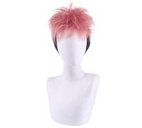 WHBHD Anime Jujutsu Kaisen Cosplay Yuji itadori Perruque Rose Noir Courte résistant à la Chaleur Fibre Perruque Perruque Perruque Chapeau Transport drôle drôle