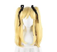 WHBHD Anime Kakegurui Mary Saotome Méari Blonde Ponye Ponyre Poile à Cheveux Résistant Cosplay Perruque + Ruban Noir Soie + Perruque