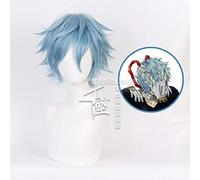 WHBHD Anime My Hero Gym Boku No Hiro Tomura Shigaraki Wave Courte Vague Bleu Naturelle Synthetic Cosplay Perruque for Costume de fête garçon