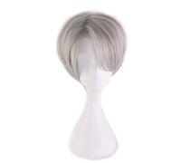 WHBHD Anime Yuri !!! au Glace Victor Nikiforov Cosplay Short Silver Grey Wig Cheveux Synthétiques + Perruque Cap Halloween Party Play Play Prop
