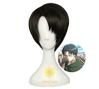 WHBHD Attaque d'anime sur Titan Levi Ackerman Cosplay Courte Perruque Noire + Perruque Synthétique Hair Halloween Party Props Hommes