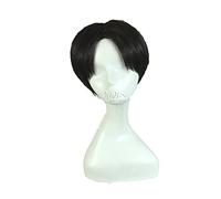 WHBHD Attaque sur Titan Levi Ackerman Cosplay Perruque Rivai Ackerman Courte Résistant à la Chaleur Rôle de Cheveux Synthétique Jeu Halloween Perruques + Perruque Cap