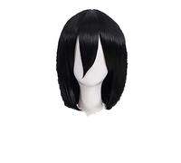 WHBHD Attaque sur Titan Mikasa Ackerman Cosplay Perruque Courte Bob Noir Résistant à la Chaleur Synthétique Perruque de Cheveux Synthétique + Perruque
