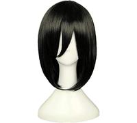 WHBHD Attaque sur Titan Mikasa Ackerman Short Bob Noir Costume Cosplay Résistant à la Chaleur Perruque